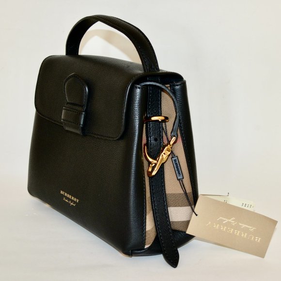 NWT BURBERRY DERBY LEATHER HOUSE CHECK SMALL CAMBERLEY TOTE BAG - Picture 3 of 10